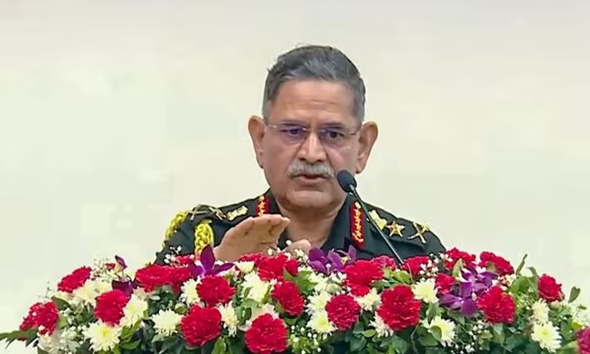 Chief of Army Staff General Upendra Dwivedi addresses the gathering at IIT Madras, in Chennai, Indian media Mint reported on January 13, 2026. Photo: screenshot of the Mint report