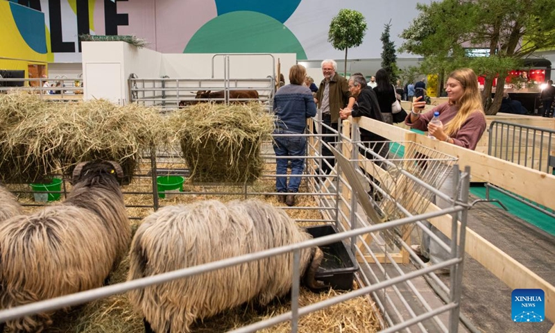 People visit the animal hall at the Berlin Green Week in Berlin, Germany, Jan. 16, 2026. This year's Berlin Green Week takes place from January 16 to 25, with more than 1,600 exhibitors presenting food, agriculture and horticulture products. The event marks its 100th anniversary this year. (Photo: Xinhua)