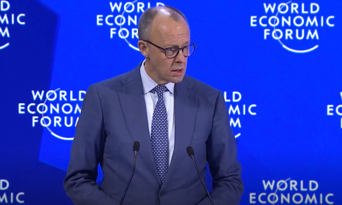 Screenshot of German Chancellor Friedrich Merz delivering speech at the World Economic Forum in Davos  Photo: World Economic Forum