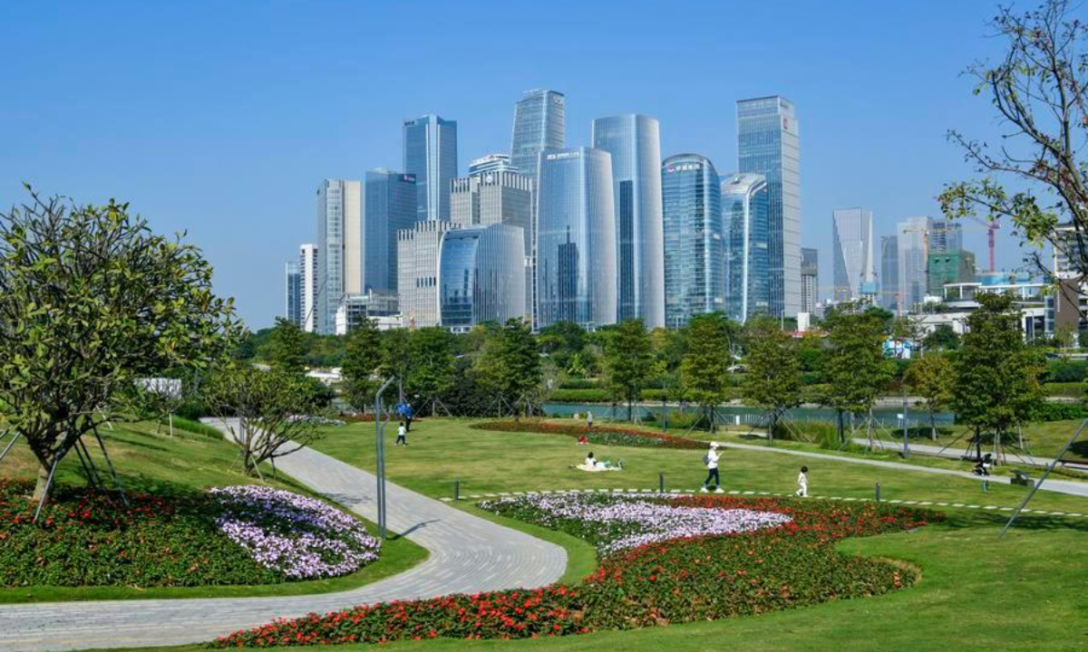 This photo taken on Dec. 8, 2022 shows a view of the Qianhai Shenzhen-Hong Kong Modern Service Industry Cooperation Zone in the southern metropolis of Shenzhen, south China's Guangdong Province. (Xinhua/Liang Xu)