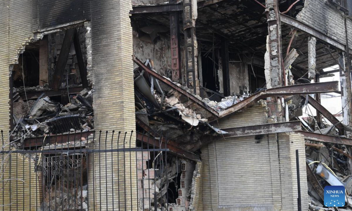 A tax administration building damaged during recent unrest is pictured in Tehran, Iran, Jan. 21, 2026. Iran's state television IRIB reported on Wednesday that 3,117 people were killed during recent unrest, citing the country's Forensic Medical Organization. (Xinhua/Shadati)