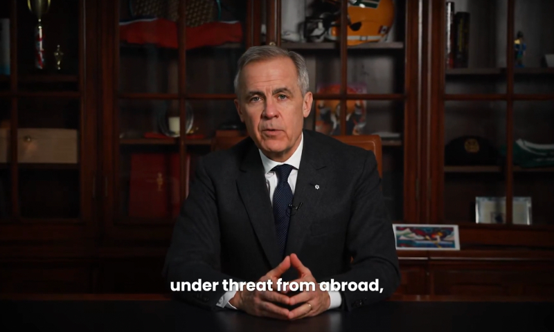 A screenshot of a video posted on the personal social media account of Canadian Prime Minister Mark Carney