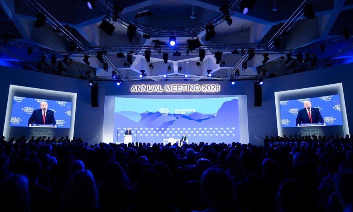 U.S. President Donald Trump addresses the World Economic Forum Annual Meeting in Davos, Switzerland, Jan. 21, 2026. (Xinhua/Lian Yi)