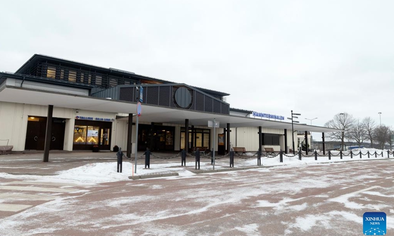 This photo taken on Jan. 22, 2026 shows a ferry passenger terminal at a harbor in Mariehamn, capital of Finland's autonomous Aland Islands. Aland Islands is an autonomous, demilitarized archipelago belonging to Finland, located at the entrance to the Gulf of Bothnia in the Baltic Sea between Finland and Sweden. Its capital Mariehamn, known for the seafaring heritage and port culture, is also a key stop in the Baltic Sea transport network. (Photo by Matti Matikainen/Xinhua)