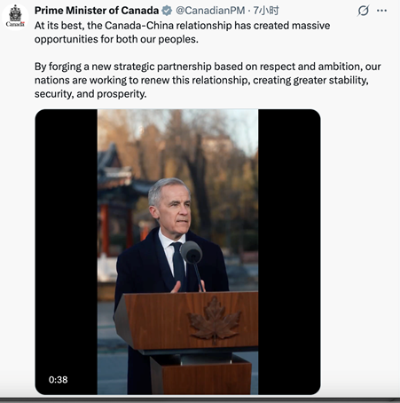 Photo: A screenshot of the post on Canadian Prime Minister's X account 