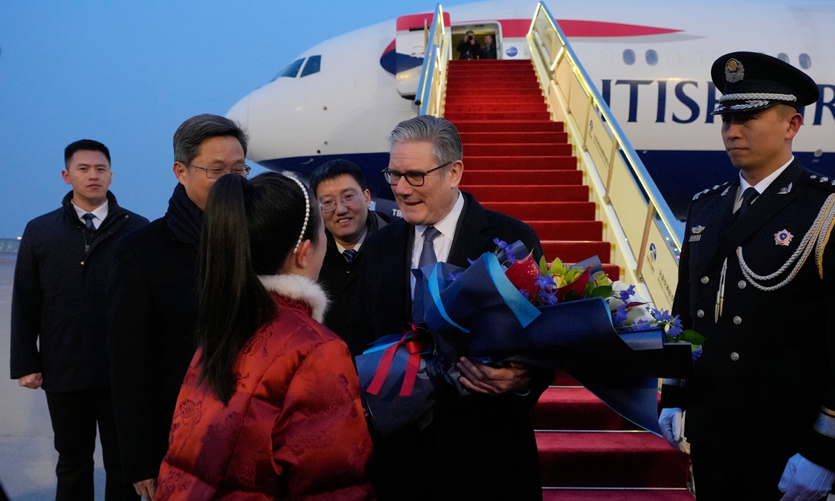 British Prime Minister Keir Starmer arrives in Beijing on January 28, 2026, for an official visit to China through Saturday. Photo: VCG