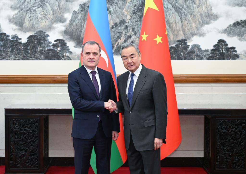 Chinese Foreign Minister Wang Yi, also a member of the Political Bureau of the Communist Party of China Central Committee, holds talks with Azerbaijan's Foreign Minister Jeyhun Bayramov in Beijing, capital of China, Jan. 28, 2026. (Xinhua/Dai Tianfang)