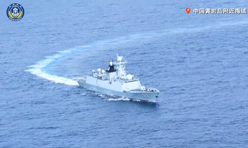 PLA conducts sea-air combat readiness patrol in waters and airspace near China's Huangyan Dao