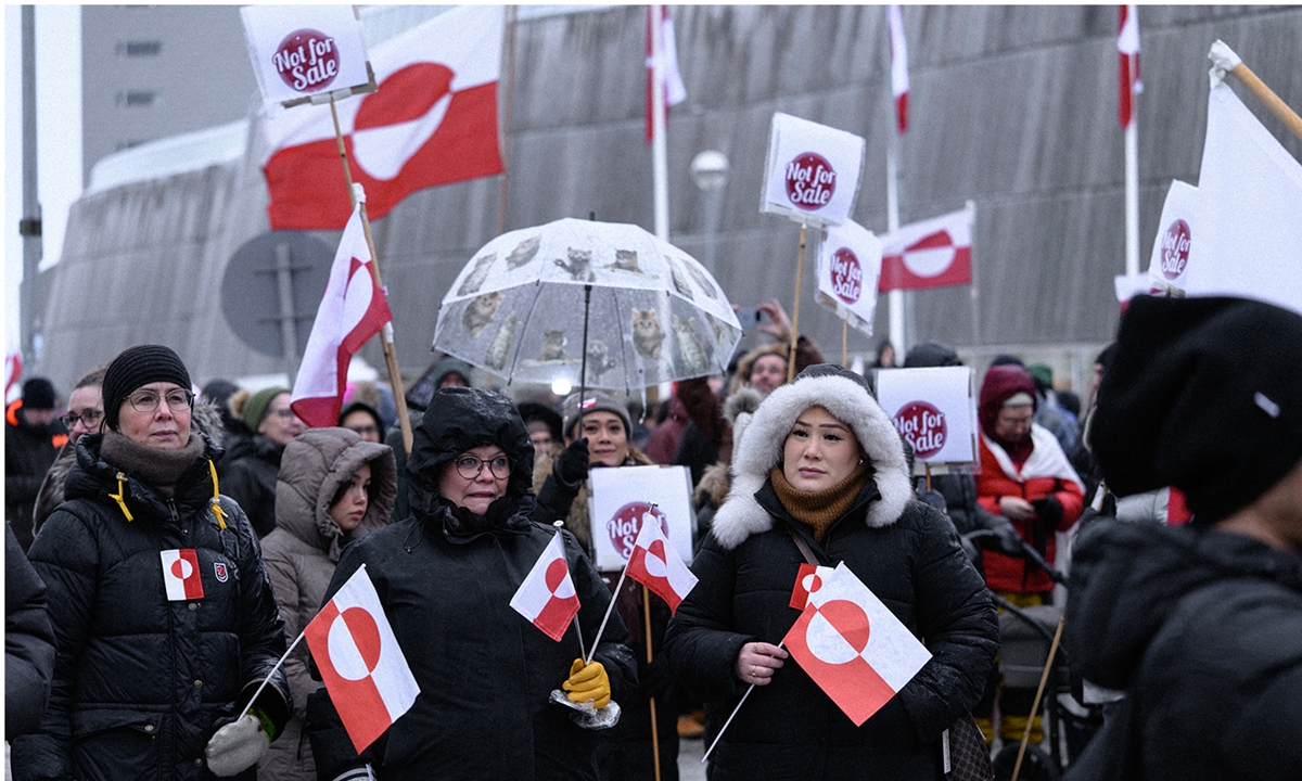 People protest against the US plan to take over Greenland in Nuuk, Greenland, on January 17, 2026. Photo: Courtesy of Martinussen