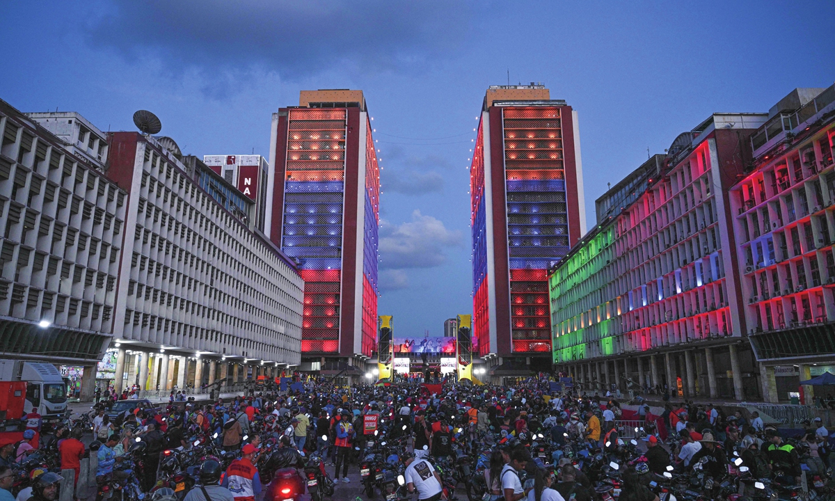 People attend a rally to protest US military activities in the Caribbean region in Caracas, Venezuela, on October 30, 2025. Photos on this page: VCG