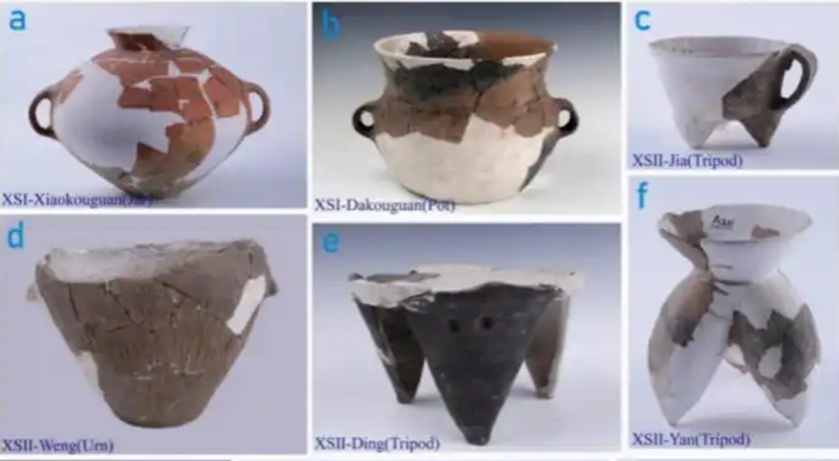 Pottery from the Xueshan archaeological site in Beijing