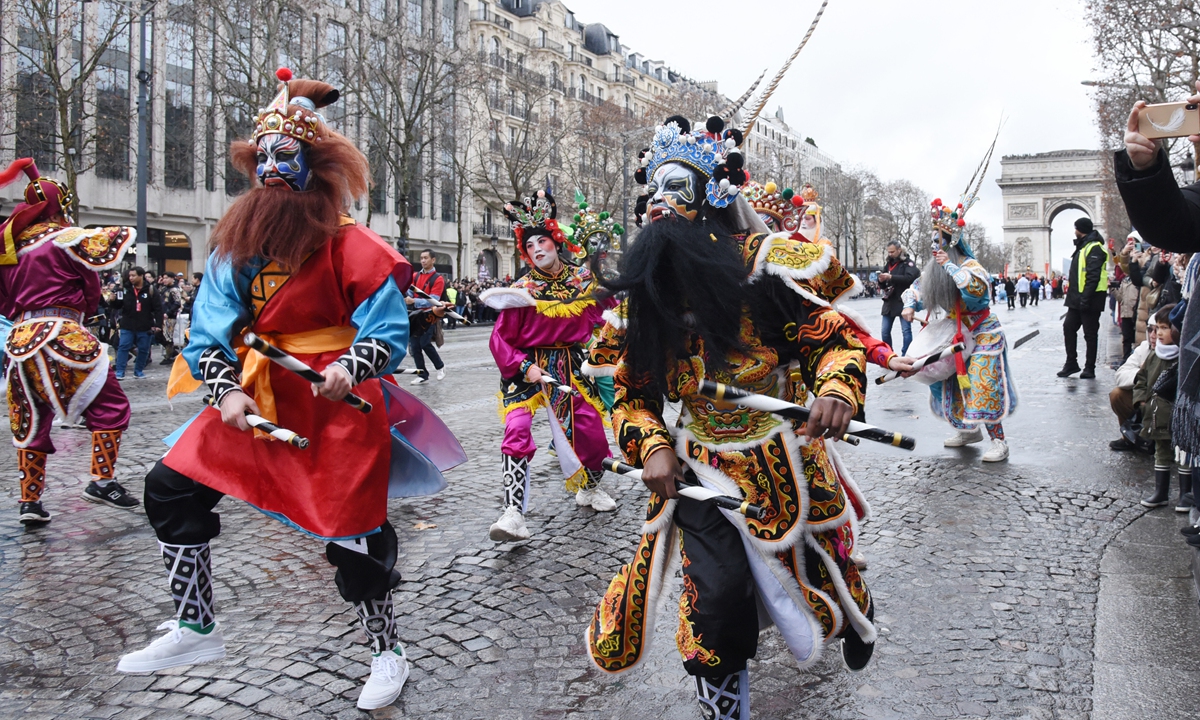 A Spring Festival parade is held on the Champs-Elysees?in Paris, France, on February 1, 2026 to celebrate the upcoming Chinese Lunar New Year. Photo: IC