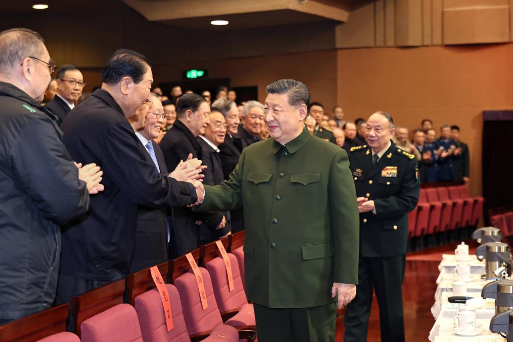 Chinese President Xi Jinping, also general secretary of the Communist Party of China Central Committee and chairman of the Central Military Commission (CMC), extends Spring Festival greetings to the country's military veterans while attending a gala held by the CMC for retired military officers of Beijing-based troops in Beijing, capital of China, Feb. 6, 2026. (Photo: Xinhua)