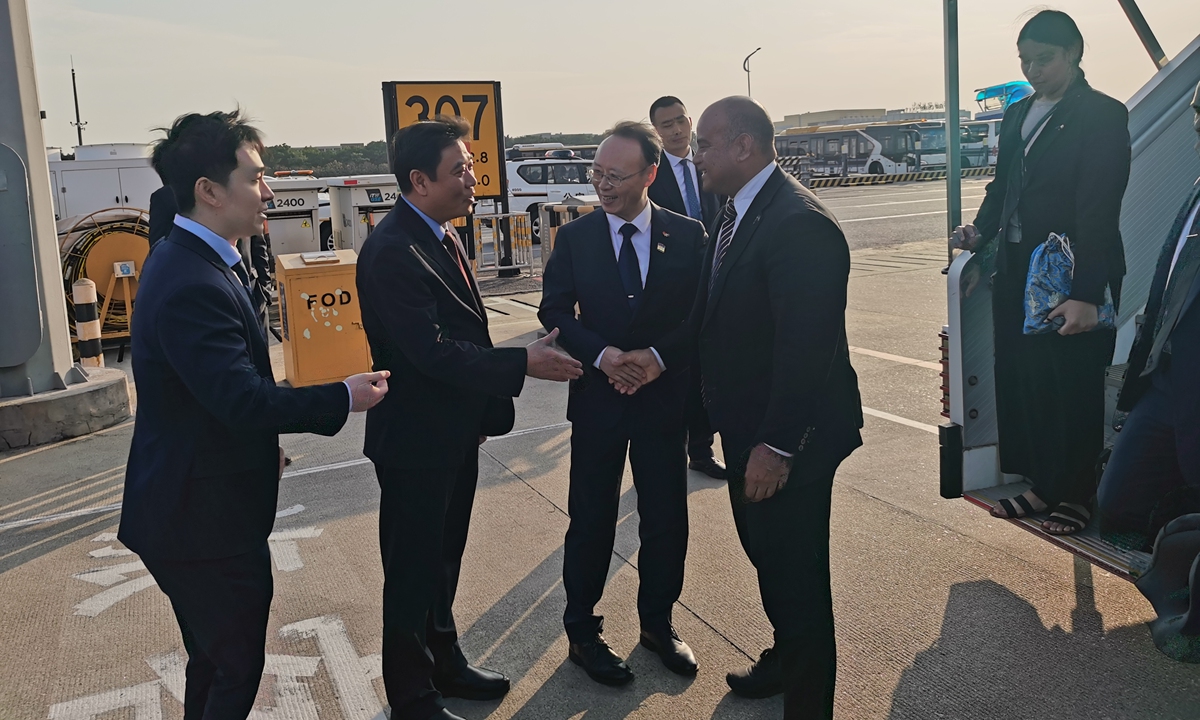 President of Nauru David Adeang arrives in Guangzhou, South China's Guangdong Province on February 8, 2025. 
Photo: Chinese Embassy in Nauru