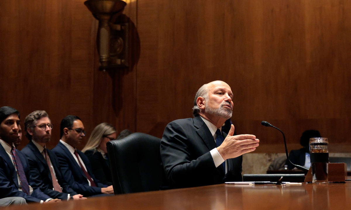 US Commerce Secretary Howard Lutnick testifies during a hearing in the Dirksen Senate Office Building on Capitol Hill in Washington DC, the US, on February 10, 2026. Photo: VCG