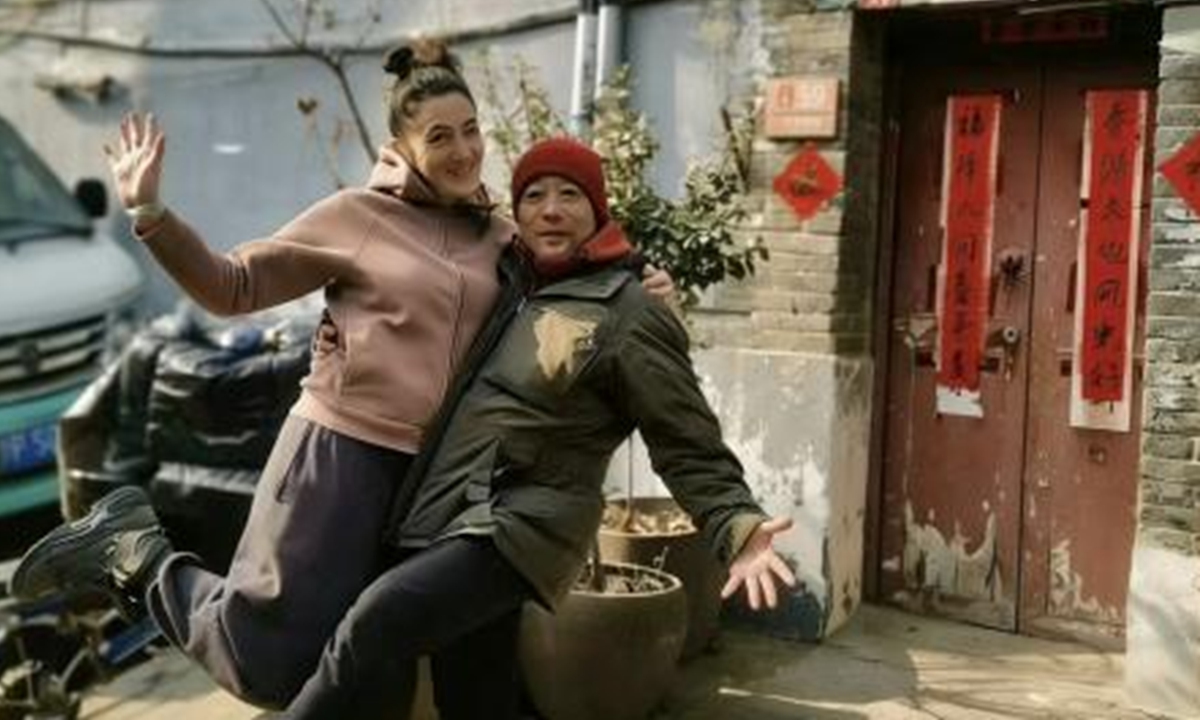 Helene Lemerle (left) at a hutong in Beijing. Photo: Courtesy of Helene 