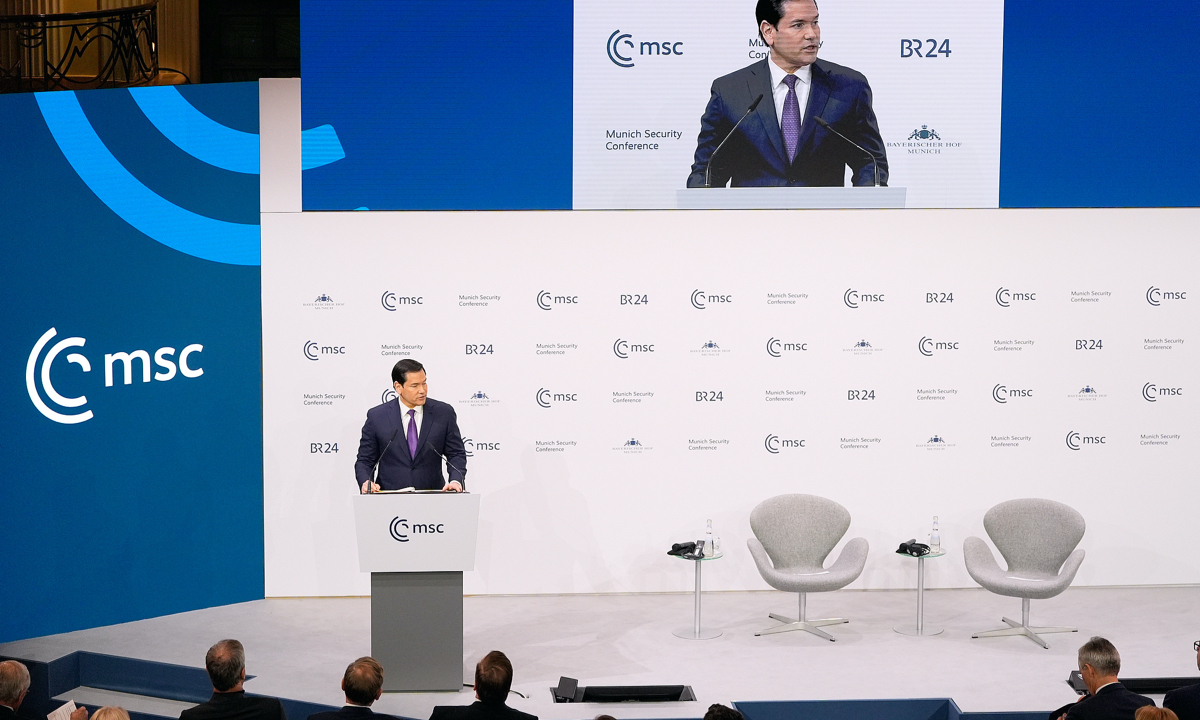 US Secretary of State Marco Rubio makes a speech to Europe at the Munich Security Conference on February 14, 2026. Photo: AP 