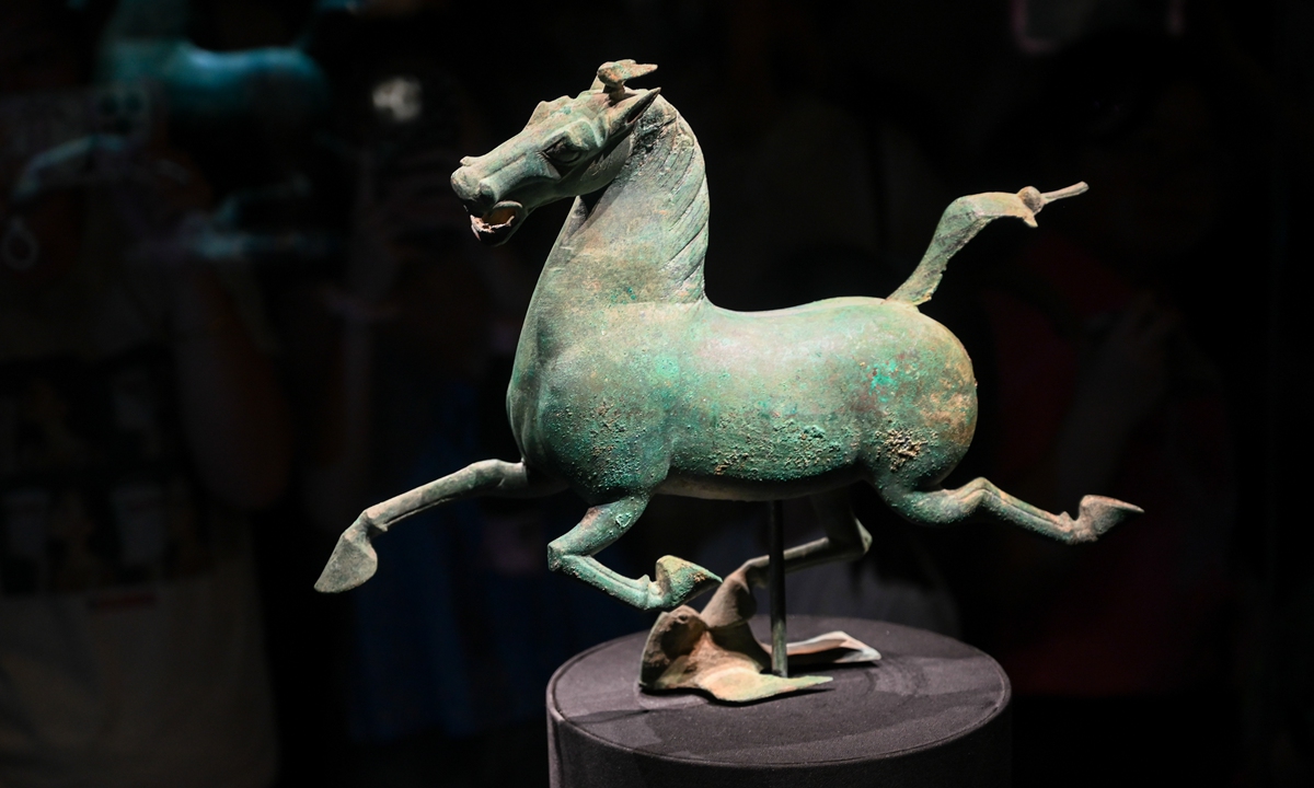An ancient bronze horse statue at Gansu Provincial Museum in Lanzhou, Northwest China's Gansu Province Photo: VCG
