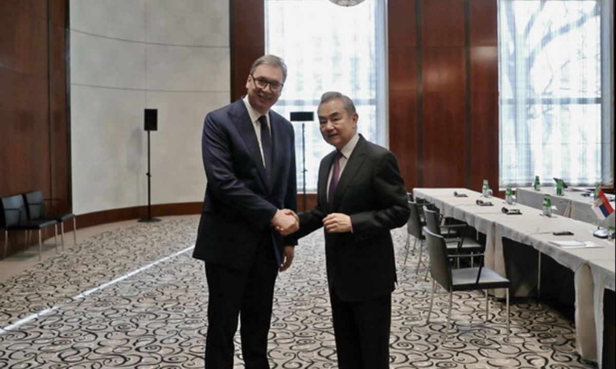 Chinese Foreign Minister Wang Yi meets Serbian President Aleksandar Vucic on the sidelines of the 2026 Munich Security Conference in Germany on February 13, 2026. Photo: Chinese Foreign Ministry 
