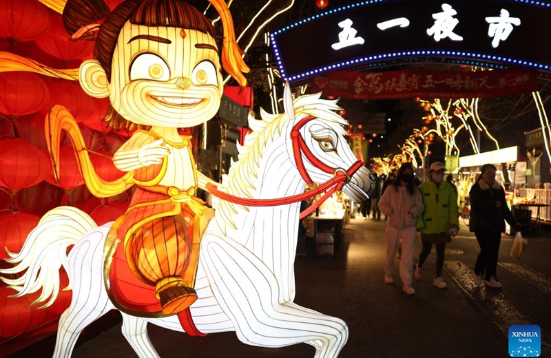 Tourists visit a lantern fair celebrating the upcoming Chinese New Year in Lanzhou, northwest China's Gansu Province, Feb. 14, 2026. (Xinhua/Chen Bin)