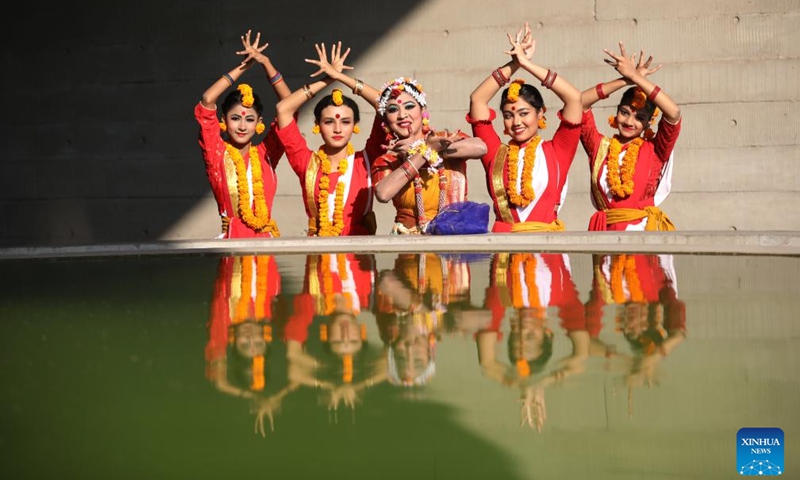 Women take part in the celebration of the Pahela Falgun festival in Dhaka, Bangladesh, Feb. 14, 2026. The first day on the eleventh month of the Bengali calendar marks the Pahela Falgun festival, during which people celebrate the beginning of the spring. (Photo by Habibur Rahman/Xinhua)