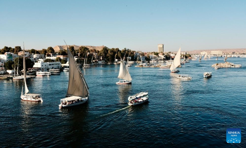This photo taken on Feb. 20, 2026 shows a view of Aswan, Egypt. Aswan, a southern Egyptian city on upper Nile River, is one of the country's famous tourist destinations. It boasts rich cultural and natural tourism resources, attracting visitors from around the world every year. (Xinhua/Xin Mengchen)