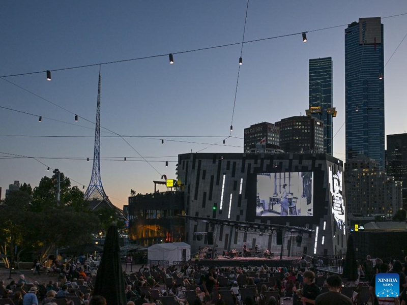 The Goddess, the 1934 classic Chinese silent movie, is shown at the Federation Square in Melbourne, Australia, on Feb. 20, 2026. This is the last silent movie shown here from Feb. 16 to 20. (Xinhua/Xu Haijing)