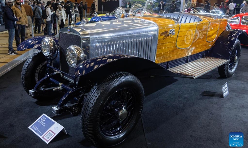 People view a 1924 Delage GL Skiff Torpedo at the 2026 Canadian International AutoShow (CIAS) in Toronto, Canada, on Feb. 20, 2026. Showcasing a lineup of iconic collector automobiles, the 2026 CIAS runs from Feb. 13 to 22. (Photo by Zou Zheng/Xinhua)