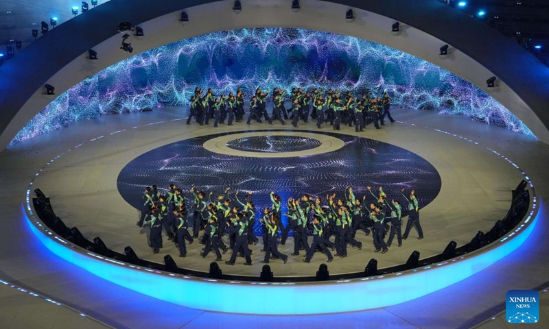 This photo taken on Feb. 22, 2026 shows the closing ceremony of the Milan-Cortina 2026 Olympic Winter Games at Verona Olympic Arena in Verona, Italy. (Xinhua/Xue Yuge)