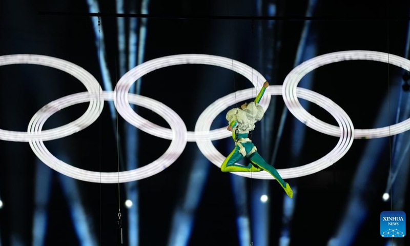 An actor performs during the closing ceremony of the Milan-Cortina 2026 Olympic Winter Games at Verona Olympic Arena in Verona, Italy, Feb. 22, 2026. (Xinhua/Xue Yuge)