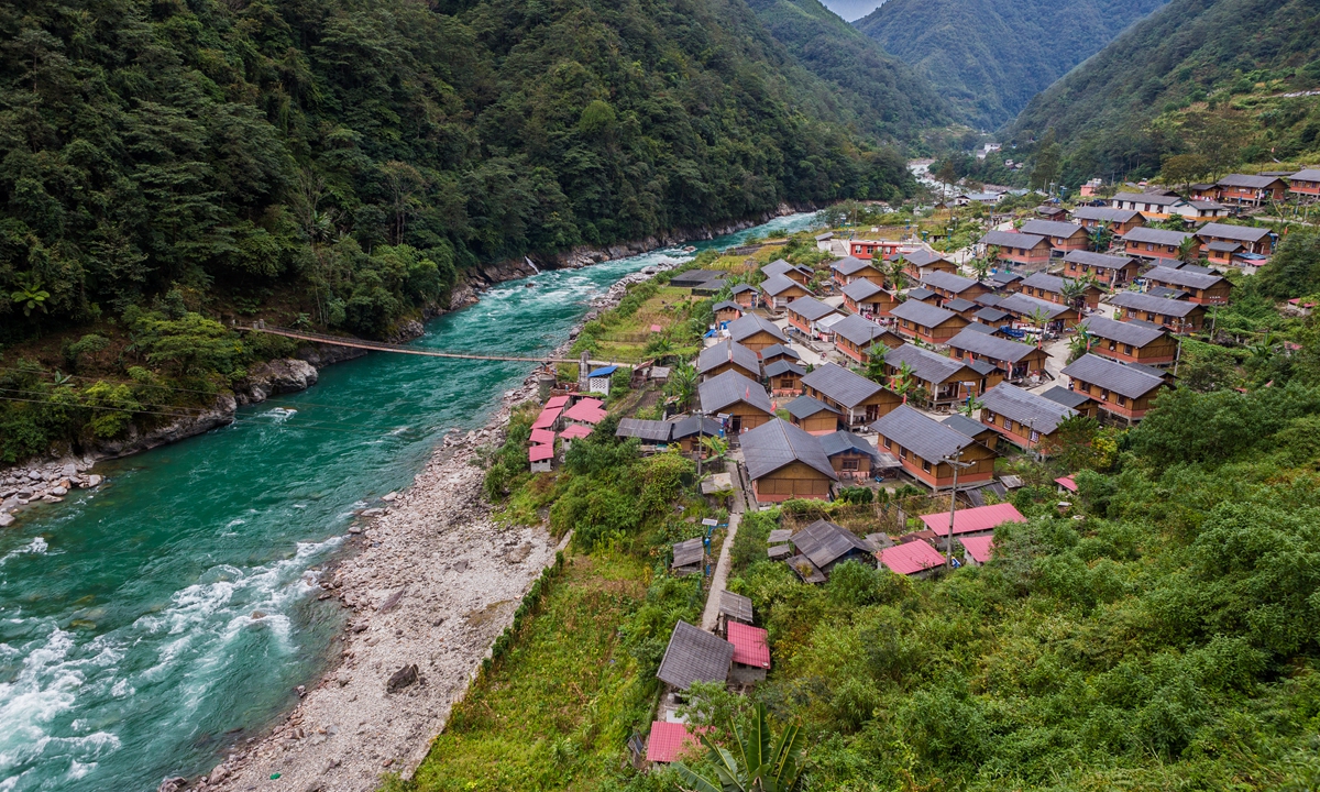 A village nestled along the Dulong River in Southwest China's Yunnan Province Photo: VCG