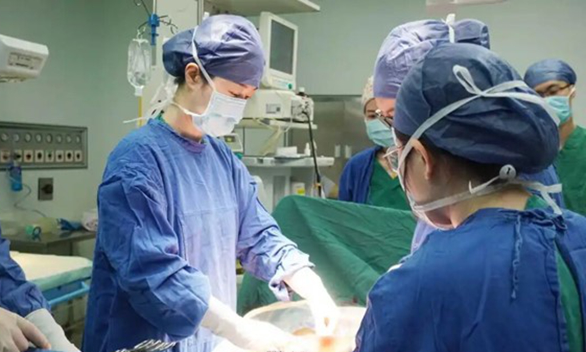 Separated conjoined twin gives birth to a baby girl on February 22, 2026 in Nandong, East China's Jiangsu Province. Photo: Affiliated Hospital of Nantong University