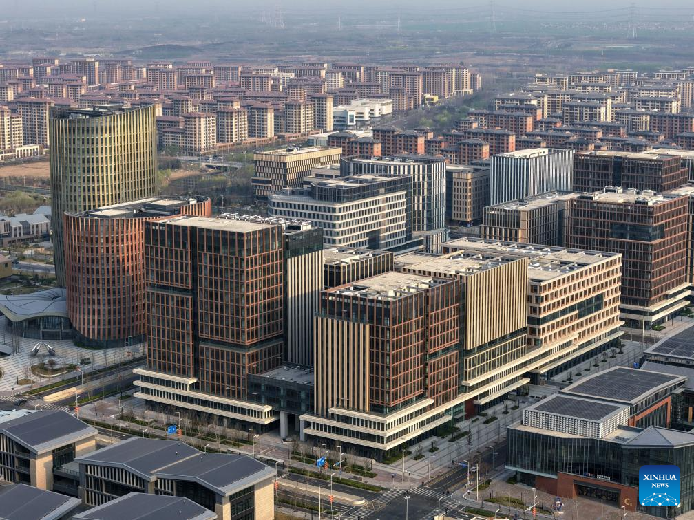 An aerial drone photo taken on March 28, 2026 shows a view in the Xiong'an New Area in north China's Hebei Province. (Xinhua/Xing Guangli)