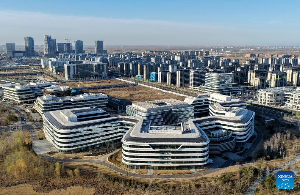 An aerial drone photo taken on March 18, 2026 shows the headquarters of China Satellite Network Group Co., Ltd. in the Xiong'an New Area in north China's Hebei Province. (Xinhua/Yang Shiyao)