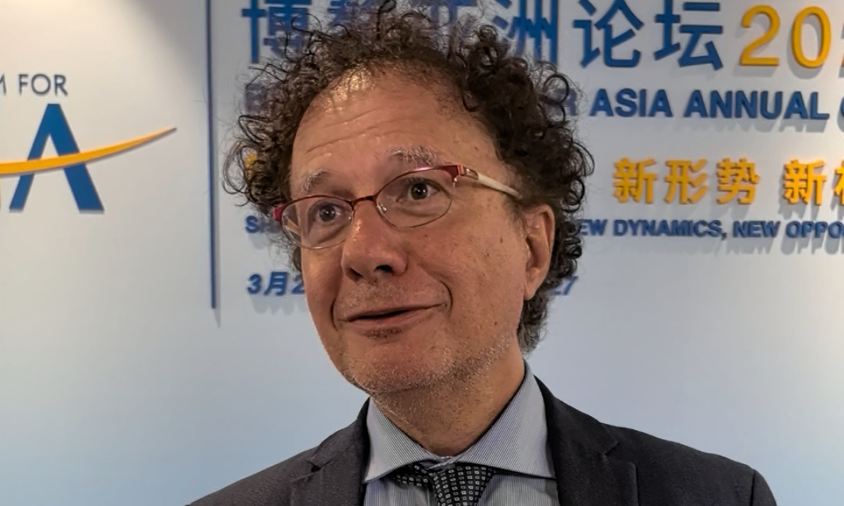 Michele Geraci, former Italian undersecretary of state and adjunct professor at NYU Shanghai, speaks in an interview with the Global Times on March 26, 2026, during the Boao Forum for Asia in South China’s Hainan Province. Photo: Zhang Yiyi/GT