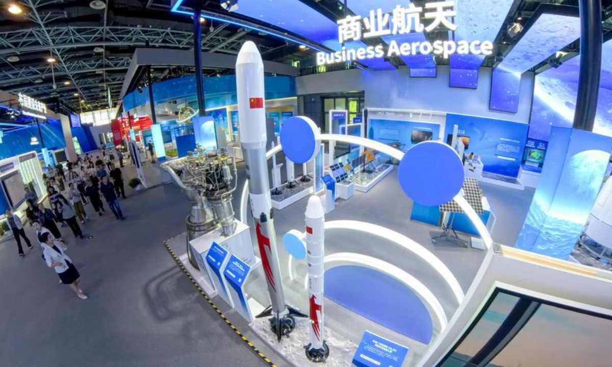 Visitors learn about products of business aerospace enterprises at the Zhongguancun Exhibition Center in Beijing, capital of China, June 20, 2025. (Xinhua/Ju Huanzong)