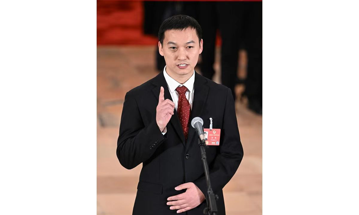 Liu Zheng, a member of the 14th National Committee of the Chinese People's Political Consultative Conference (CPPCC), attends a group interview ahead of the second plenary meeting of the fourth session of the 14th CPPCC National Committee at the Great Hall of the People in Beijing, capital of China, March 7, 2026. Photo: Xinhua