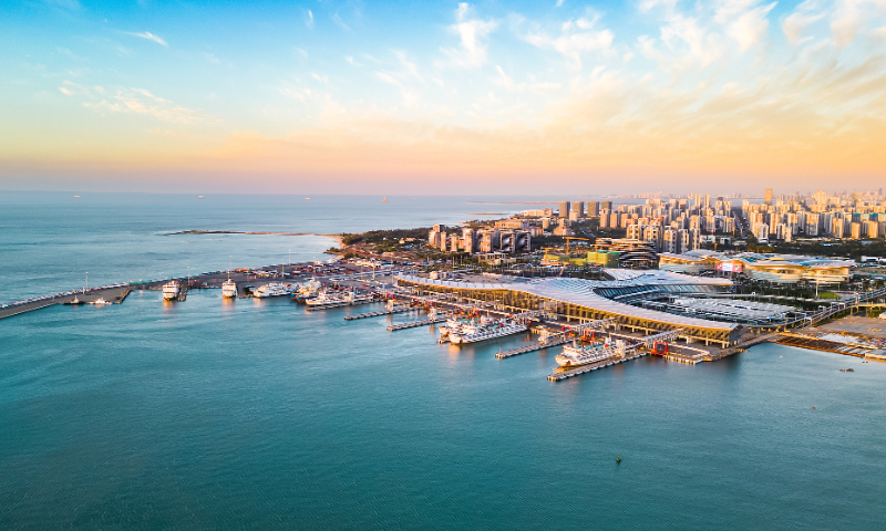 An aerial view of the Xinhaigang Port in Haikou, South China's Hainan Province File photo: VCG