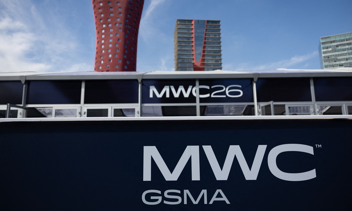 A logo of the Mobile World Congress (MWC) is taken on February 27, 2026 in Barcelona, Spain. Photo: VCG