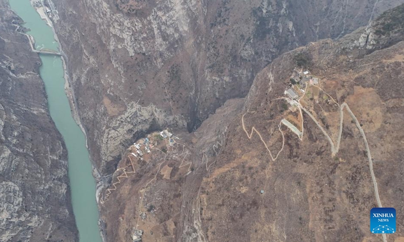 An aerial drone photo taken on Jan. 29, 2026 shows a view of Gulu Village of Hanyuan County, southwest China's Sichuan Province. Photo: Xinhua