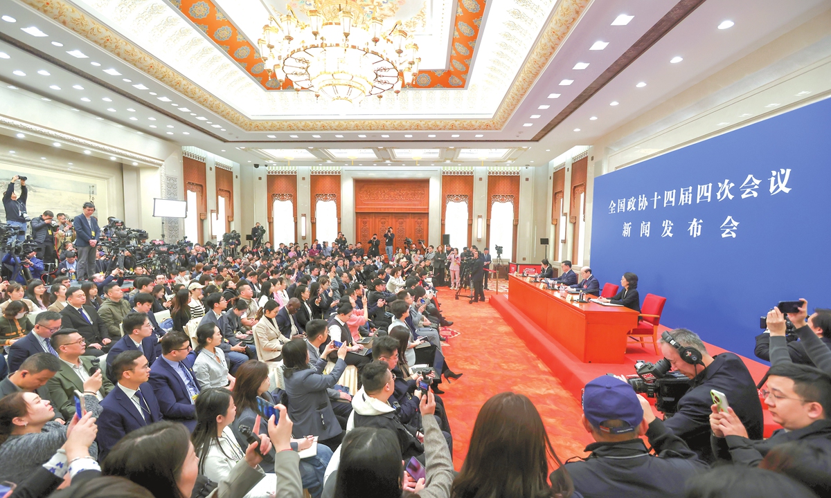 Liu Jieyi, spokesperson for the fourth session of the 14th Chinese People's Political Consultative Conference (CPPCC) National Committee, attends a press conference at the Great Hall of the People in Beijing, on March 3, 2026. The CPPCC National Committee, China's top political advisory body, held a press conference on Tuesday, one day before its annual session. Photo: cnsphoto