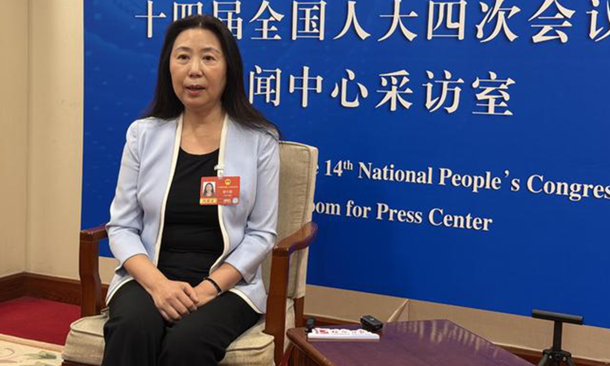 Zeng Liqun, a deputy from the Taiwan delegation to the 14th National People's Congress, speaks with the Global Times on March 4, 2026. Photo: Chen Qingqing/GT