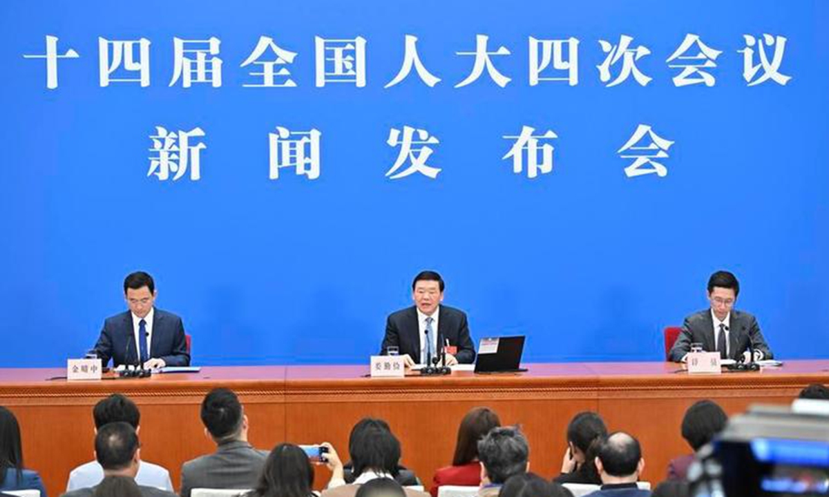 Lou Qinjian, spokesperson for the fourth session of the 14th National People's Congress (NPC), attends a press conference at the Great Hall of the People in Beijing, capital of China, March 4, 2026. Photo: Xinhua