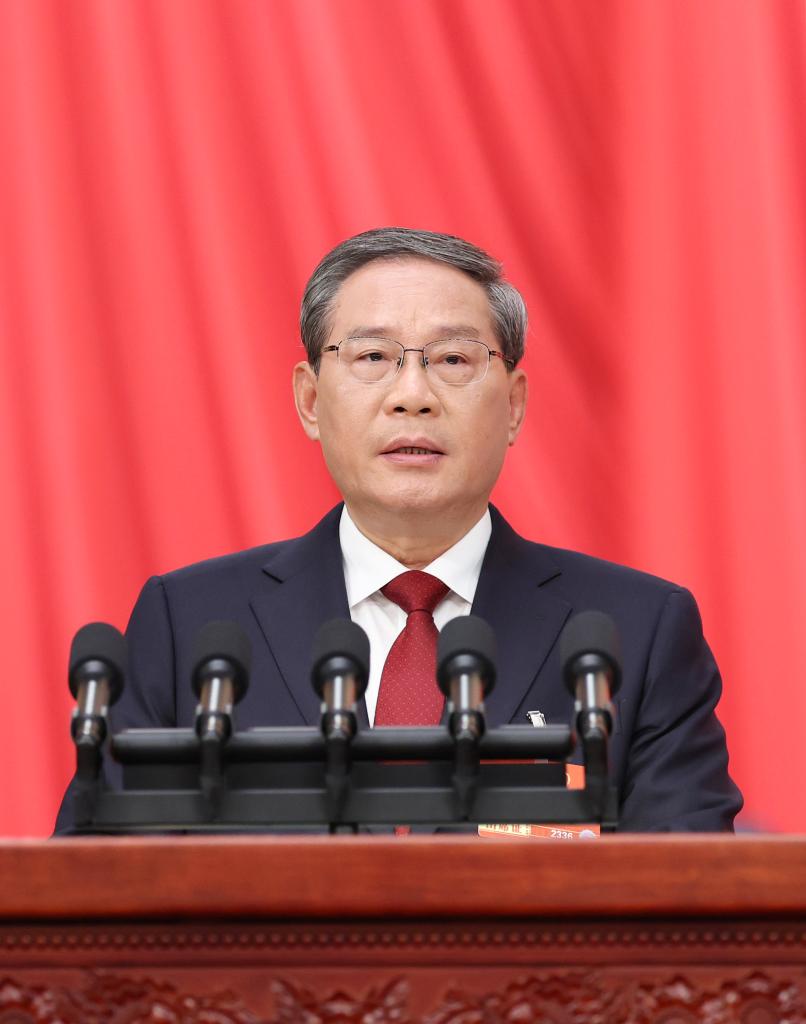 Chinese Premier Li Qiang delivers a government work report at the opening meeting of the fourth session of the 14th National People's Congress (NPC) at the Great Hall of the People in Beijing, capital of China, March 5, 2026. (Xinhua/Huang Jingwen)