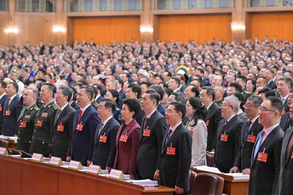 The opening meeting of the fourth session of the 14th National People's Congress (NPC) is held at the Great Hall of the People in Beijing, capital of China, March 5, 2026. (Xinhua/Gao Jie)