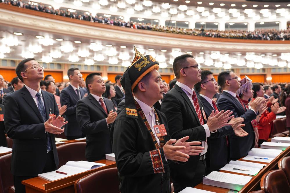 The opening meeting of the fourth session of the 14th National People's Congress (NPC) is held at the Great Hall of the People in Beijing, capital of China, March 5, 2026. (Xinhua/Xing Guangli)