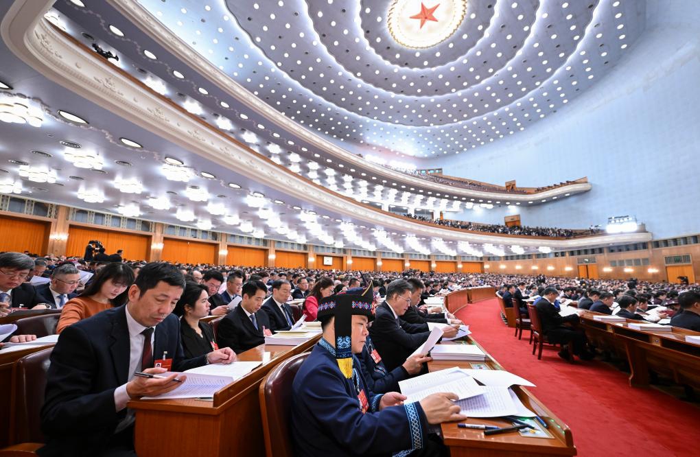 The opening meeting of the fourth session of the 14th National People's Congress (NPC) is held at the Great Hall of the People in Beijing, capital of China, March 5, 2026. (Xinhua/Li Xiang)