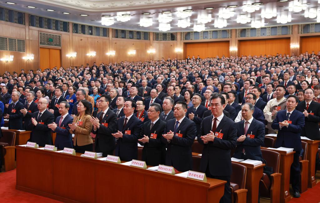 The opening meeting of the fourth session of the 14th National People's Congress (NPC) is held at the Great Hall of the People in Beijing, capital of China, March 5, 2026. (Xinhua/Ding Haitao)