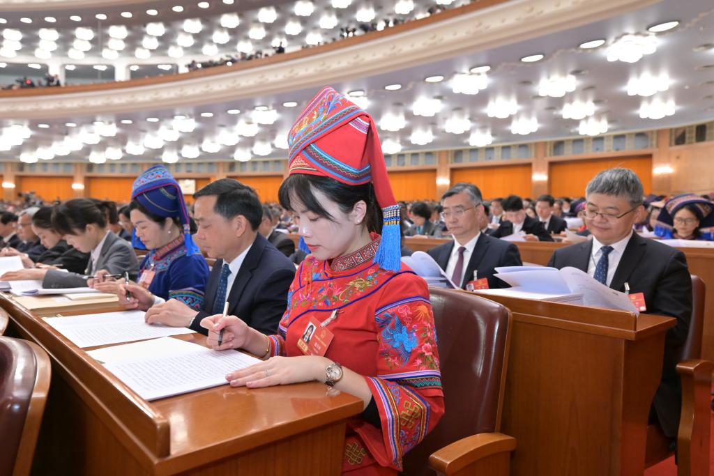 The opening meeting of the fourth session of the 14th National People's Congress (NPC) is held at the Great Hall of the People in Beijing, capital of China, March 5, 2026. (Xinhua/Gao Jie)