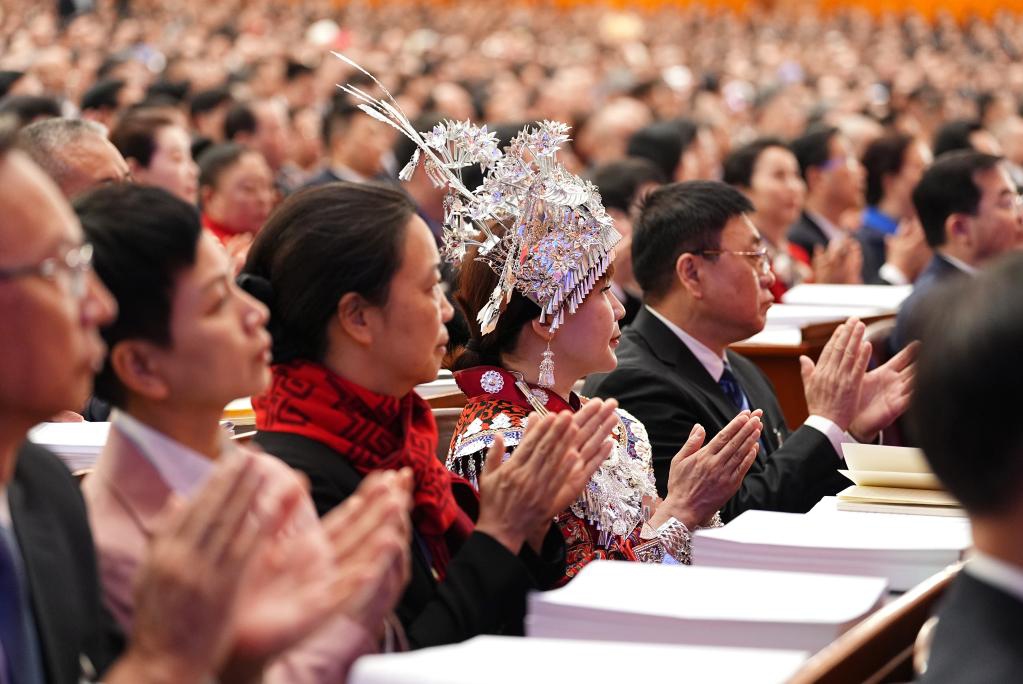 The opening meeting of the fourth session of the 14th National People's Congress (NPC) is held at the Great Hall of the People in Beijing, capital of China, March 5, 2026. (Xinhua/Xing Guangli)
